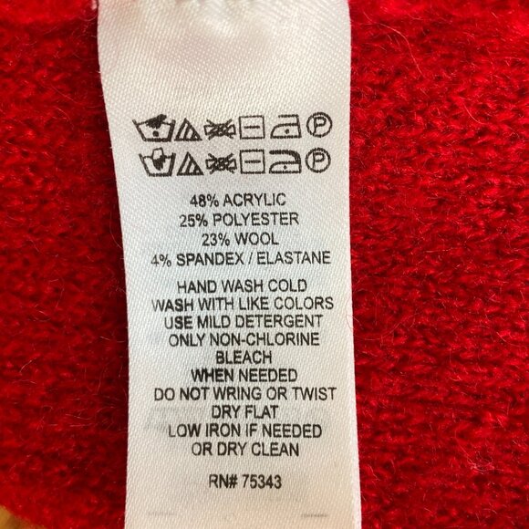 Adrienne Vittadini Wool Blend Cardigan Sz S Red Holiday Bling Asymmetric Party - Picture 12 of 12